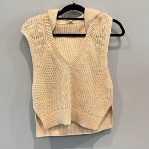 Pilcro Womens Sleeveless Knit Top Size XS Cream Beige Boho Beachy Hooded Classic